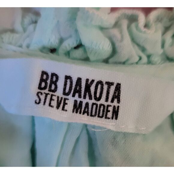 BB Dakota Steve Madden Soft Green Cotton Eyelet Tiered Ruffle Mini Dress - Picture 10 of 13